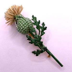 VNTG Sandor Co 4" Thistle 3D Metallic Enameled Brooch Pin